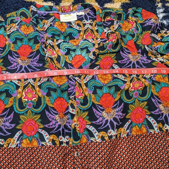 Anthropologie Maeve carter mixed print blouse medium - Picture 5 of 6